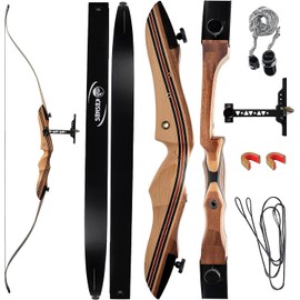 KESHES Takedown Recurve Bow and Arrow Set for Adults & Teens 62" - 15-60lb Draw Weight, Right & Left Handed Bows - Archery Set with Bowstring, Arrow Rest, Stringer Tool, and Bow Sight