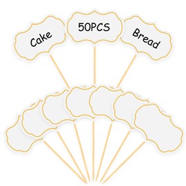 50 Pcs Food Labels for Buffet,Party Food Flags Blank Write On Toothpick Flags Cocktail Sticks for Cheese Cakes, Mini Chalkboard Signs (White) Buffet Decoration Supplies