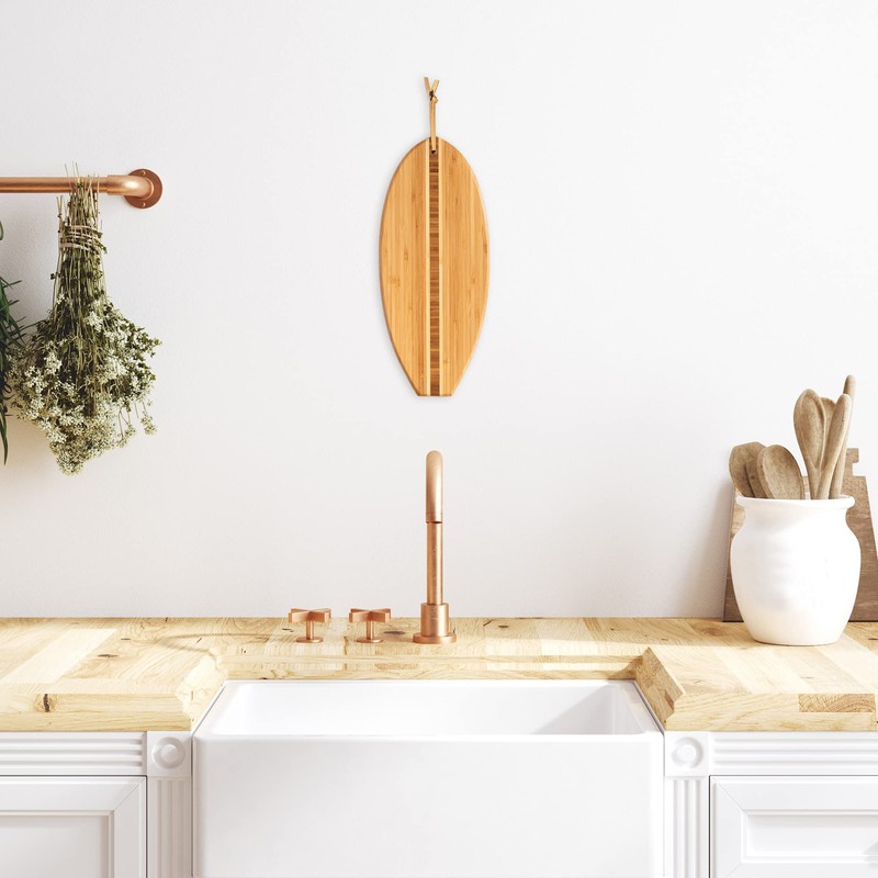 Totally Bamboo Lil' Surfer Surfboard Shaped Bamboo Serving and Cutting