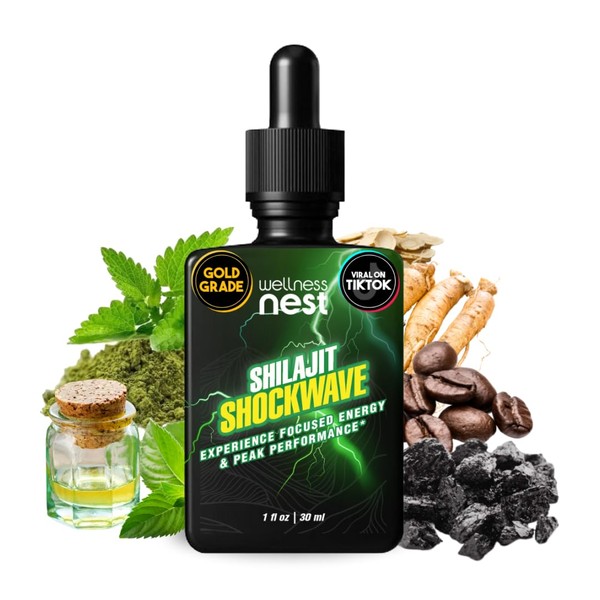 Wellness Nest Shilajit Shockwave Drops: Energy Drops, Focus Drops -