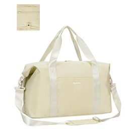 Ceneda Easyjet Cabin Bag 45x36x20 Foldable Carry on Bag Travel Duffel Bag 30L Under Seat Weekend Overnight Bag for Women and Men (Beige)