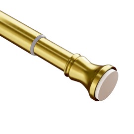 Amazer Spring Tension Shower Curtain Rod, 42-72 Inches Rust-Resistance Tension Curtain Rod Bathroom Rod, Adjustable Shower Curtain Rod No Drill, Brushed Gold