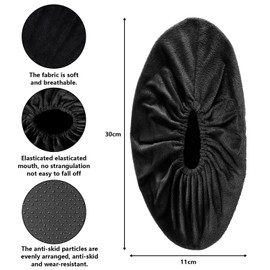 WUFANC Reusable Shoe Covers Shoes Non-Slip and Wear-Resistant Washable in Machine – Overshoes for Various Places such as Carpets in the Home, Black-5 Pair
