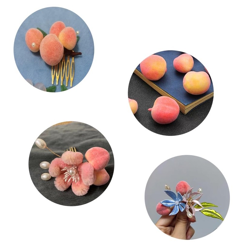 Aliotech 30Pcs Artificial Peach Fake Peach Mini Fruit Small Peach