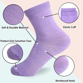 GENTABY Girls' Socks Boys Children - Toddler Attractive Soft Elastic Baby Socks - 20 Packs Purple Pink for 0-13 Years Children Size 23-26 27-30 31-34 Daily School Socks, multicoloured
