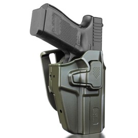 Universal OWB Holster for Canik/FN/Walther/Browning/S&W/Sarsilmaz/Sig/Girsan/Stoeger/Bersa / 1911, Fits More Than 100 Pistol, Index Finger Release System, Adjustable Retention, Right Hand, Green