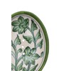 Tranquillo Blue Pottery Stoneware Oval Soap Dish with Floral Green