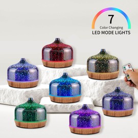 Porseme 500ml Glass Essential Oil Diffuser Aromatherapy Ultrasonic Cool Mist Humidifier 15-21 Running Hours Diffusers with Remote Control for Sleeping Yoga Office Working Spa and Rest