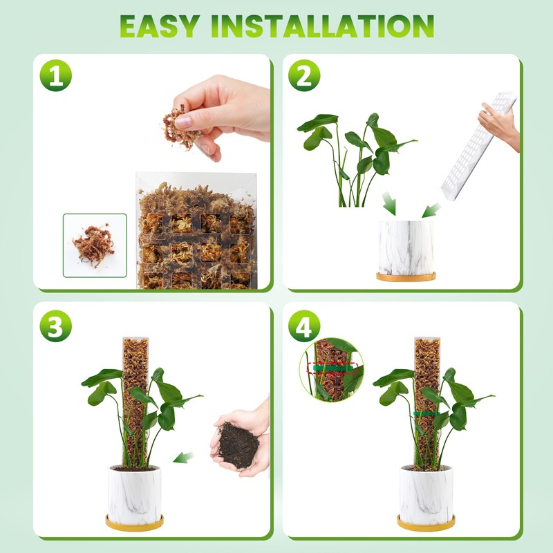 Bluepro 4 Pcs 15 Inch Plastic Moss Pole for Plants