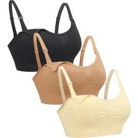 Suekaphin 3Pack Maternity Nursing Bra for Breastfeeding Pregnancy Women Full Cup Wire Free Nursing Comfortable Bralette,3Color-B,XXLarge