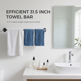 JS HANGER Wall-Mounted Towel Rack for Rolled Towels, 31.5" Gunmetal Gray Bathroom Towel Holder, Space-Saving Metal Towel Shelf for Bathroom, Kitchen, or Laundry Room, Easy Installation 1 Pack