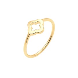 Elli Women's 925 Sterling Silver Gold Plated Clover Leaf Ring, Size Q
