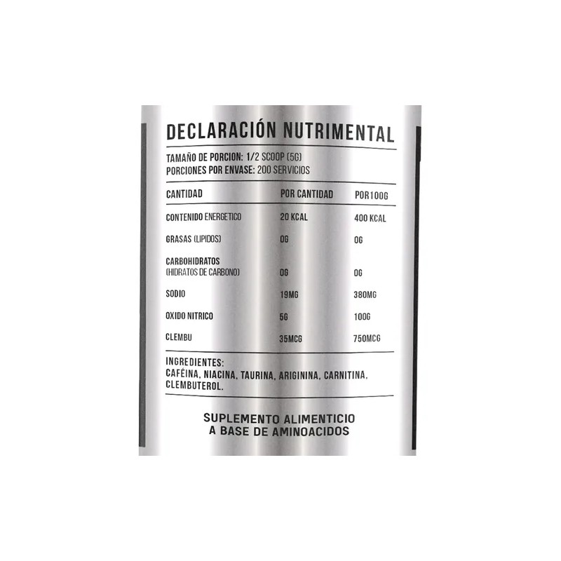 Black Supplements Oxido Nítrico Clembu 1kg Pre Entreno Moras