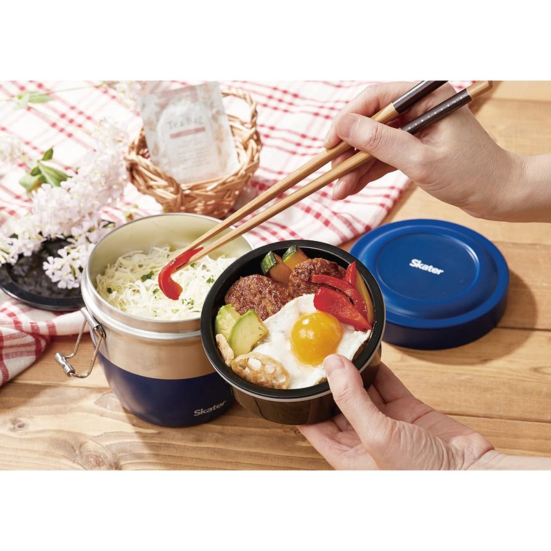 Skater STLBD6AG-A Antibacterial Insulated Lunch Box, Bowl Shaped, Stainless Steel,