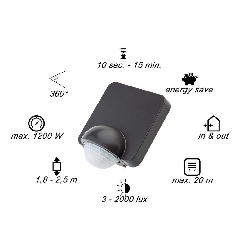 HUBER Motion 80 Infrared Motion Sensor 180° Indoor/Outdoor Motion Sensor