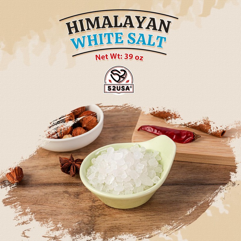 52USA Himalayan White Salt Coarse, Sea Salt for Grinder Refill,