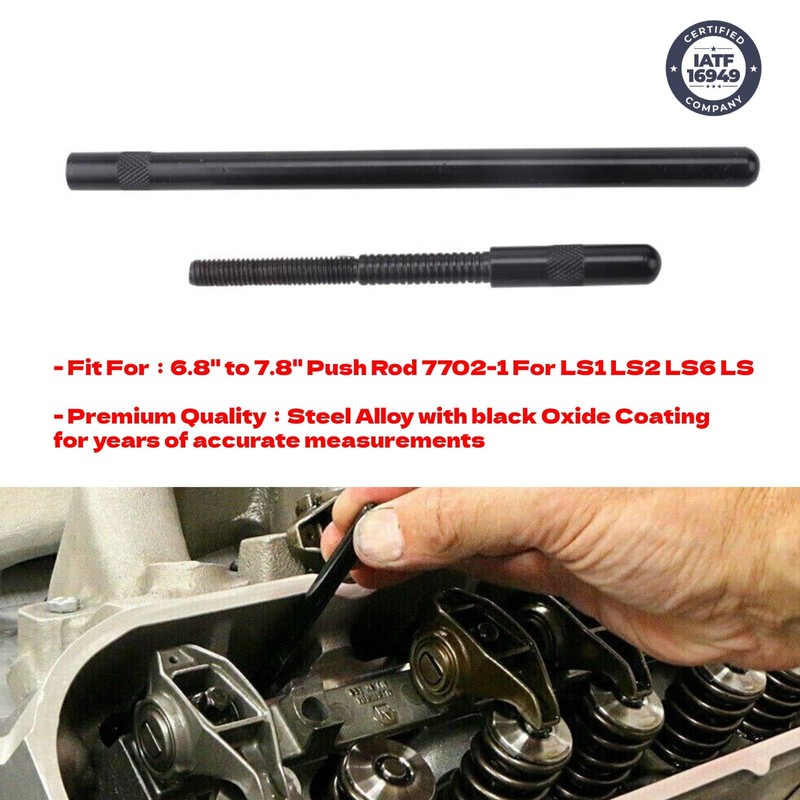 Adjustable range push rod length checker from 6.8" to 7.8"