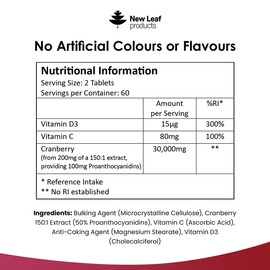 New Leaf Products Cranberry Vitamin C & D Tablets