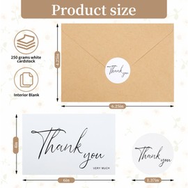 Joyberg Joyberg Thank You Cards With Envelopes 34 pack, 4x6 Inch White Thank You Envelopes are Suitable for Weddings, Graduations, Funerals and Other Occasions.