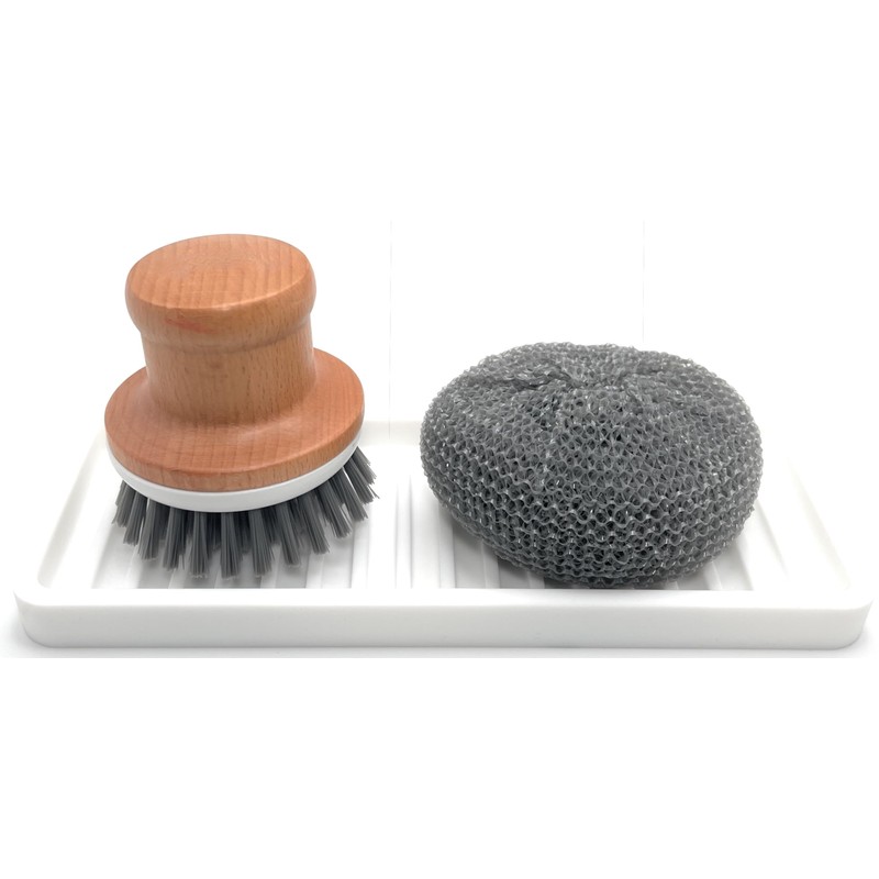 Happitasa Silicone Kitchen Sink Organizer Tray, Sponge Holder and Countertop