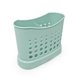 2 Compartments High Grade Plastic Sink Tidy Cutlery Drainer Caddy Holder, Utensil Drainer for Home and Kitchen (Mint Green - Design 1)
