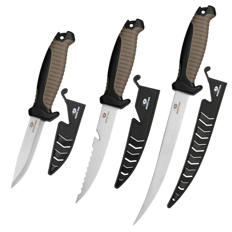 MOSSY OAK 3-Piece Fishing Fillet Knife Set with Protective Sheath
