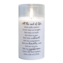 Cottage Garden PGC-06-44WH At The End of Life 6 x 3 Inch Flickering Flame LED Glass Candle