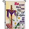 JZYIZYU He is Risen Garden Flag Christian Religious Easter Cross