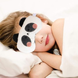 3D Süße Schlafmaske Kinder, Mit Ohrstöpseln, Reisen Atmungsaktiv Eyeshade Augenabdeckung, Ultraweich Schlafmaske Kinder Mädchen,für Mädchen Jungen Damen Nickerchen Reisen(Schwarz und weiß, Panda)