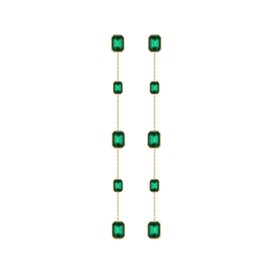 Ettika Gold Earrings for Women. Iconic Emerald Green Crystal 18k Gold Plated Drop Earrings. May Birthstone, Gifts For Women