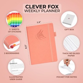 Clever Fox Planner – Weekly & Monthly Planner to Increase Productivity, Time Management and Hit Your Goals – Organizer, Gratitude Journal – Undated, Start Anytime, A5, Lasts 1 Year, Peach Pink (Weekly)