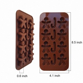 2-Pack Gingerbread Man Chocolate Molds Set - MoldFun Christmas Party Gingerbread Man Silicone Molds for Ice Cubes, Soaps, Candles, Muffins, Cookies, Jello Shots