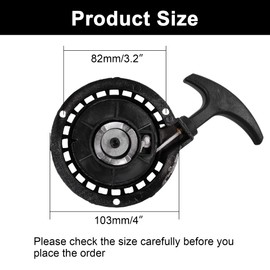 Aluminum Alloy Recoil Pull Start Starter for 47cc 49cc 50cc SSR SX50 2 Stroke Mini Dirt Bike Moto ATV Quad Pocket Bike Scooter, Flatter Type Raised Tooth Cog Pull Starter with Screws Black