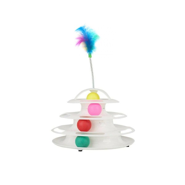 Tower of Tracks 4 Katlı Tüylü Yuvarlak Kedi Oyuncağı 24