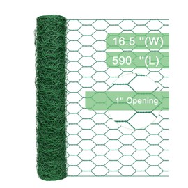 Garden Poultry Green Chicken Wire - 16.5 '' × 590 '' Chicken Wire Floral for Crafts, Garden Fence Animal Barrier, 1 inch Mesh Poultry Netting Fence, Pet/Rabbit/Chicken Wire Fencing