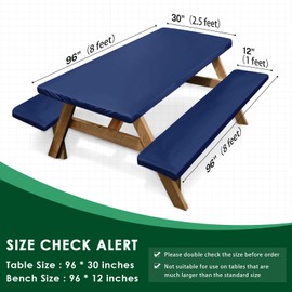 Britown Picnic Table Cover with Bench Covers, Blue, 96 Inch, 3PCS