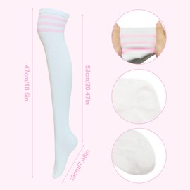 XNIVUIS 2 Pairs of Overknee Stockings, Striped Thigh High Socks, Winter High Socks, Overknee Striped Socks, Thigh High Socks, Thigh High Socks, Thigh Socks, Long Stockings, One Size (White), White