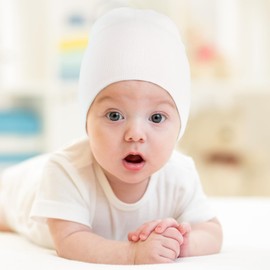 DRESHOW 4 Pieces Unisex Hat Boy Hat Spring Hat Toddler Reversible Jersey Slouch Beanie Clothing Unisex Infant Hat Nursery Hat, 8 pack 8-8