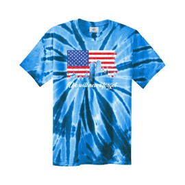Threadrock We Will Never Forget 9/11 Unisex Tie Dye T-Shirt - Large, Royal Blue