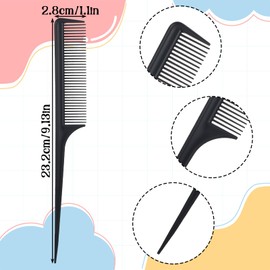Mabor 4 Pcs Rat Tail Combs, Fine Tooth Comb Hair Styling for Root Teasing Sectioning, Parting, Styling Hair for Women (Black)
