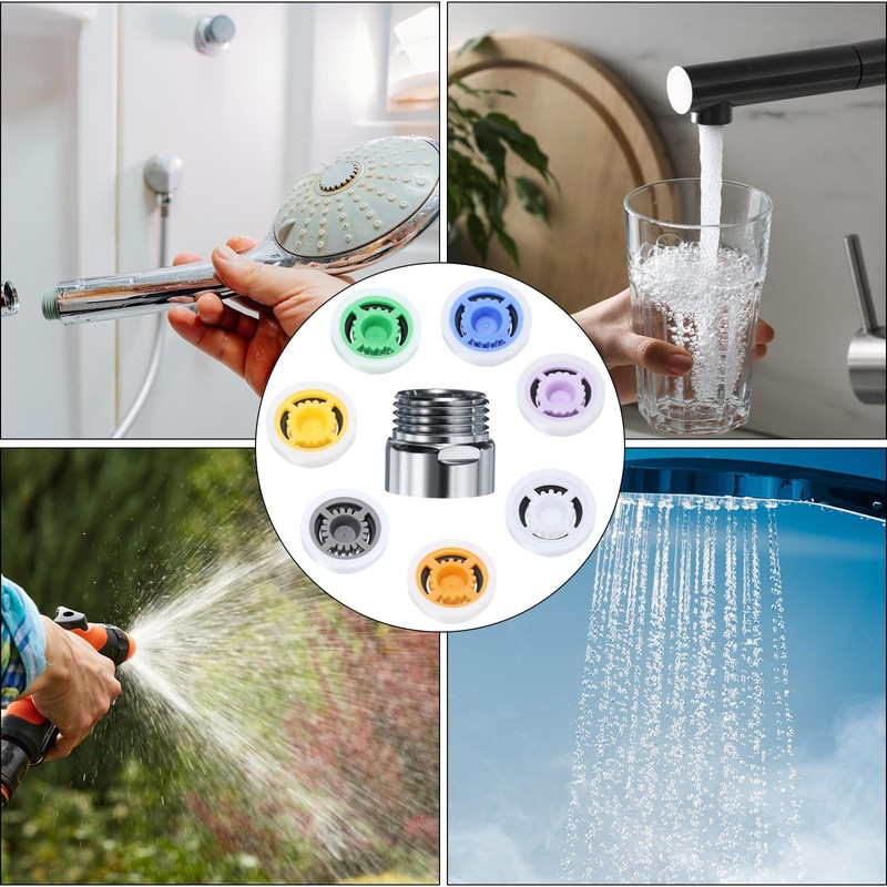 uxcell Shower Flow Reducer Limiter Set, 1.2/1.5/1.8/2.0/2.2/2.5/3.0 gpm, POM Material,