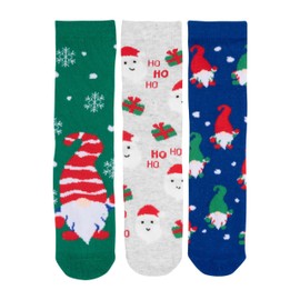 United Labels Wichtel Santa Socks for Boys and Girls, Christmas Socks for Kids, Winter Socks, Kids Socks (Pack of 3), Blue/Green/Grey, 31-34