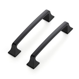 Ravinte 5 Pack Solid 5" Square Foot Arch Pulls Kitchen Cabinet Handles Matte Black Pulls Black Dresser Kitchen Cupboard Hardware Handles for Cabinets Cupboard Drawers