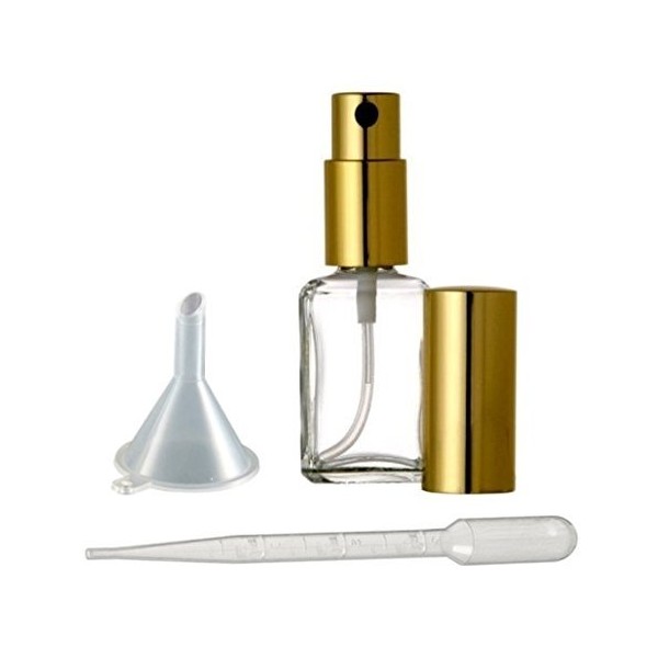Riverrun Perfume Atomizer Empty Refillable Square Glass Bottle Gold Sprayer 15ml 1/2 oz (1 Bottle)