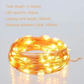 Ariceleo 1 Pack Mini Battery Powered Copper Wire Starry Fairy Lights (5m/16ft Warm White)