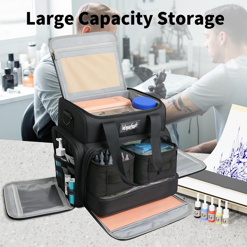 Wormhole Tattoo Case Tattoo Backpack with 3 Inner Removable Pouches