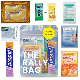 The Rally Bag - 1 Pre-Filled Hangover Kit for Bachelorette Party Favors, 21st Birthday Gift, Wedding Favors, Girls Trips, Cruises & Celebrations | 7 Piece Hangover Supplies & Bag (1 Kit)
