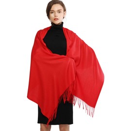 RIIQIICHY Scarfs for Women Winter Red Pashmina Shawls and Wraps for Evening Dresses Warm Large Scarves Wedding Shawl