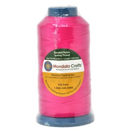 Mandala Crafts Tex 70 Bonded Nylon Thread for Sewing - 1500 YDs T70 Heavy Duty Nylon Thread Size 69 210 D Upholstery Thread for Leather Jeans Weaving (Hot Pink)