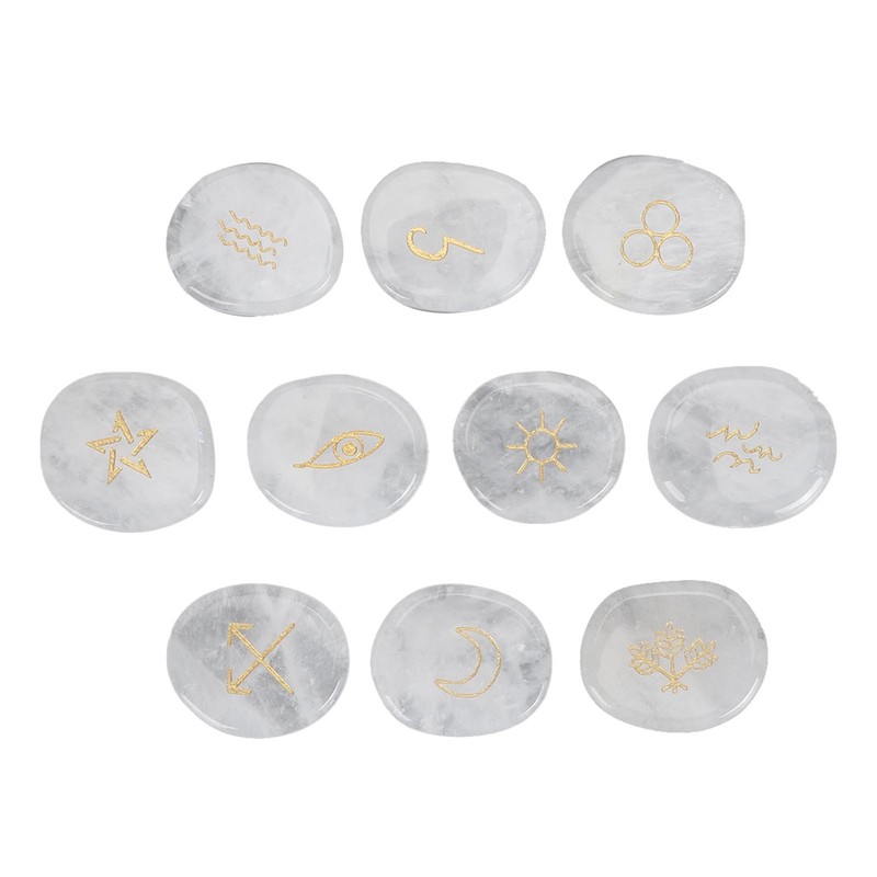 10Pcs Engraved Rune Stones Palm Stones Healing Witch Rune Stone